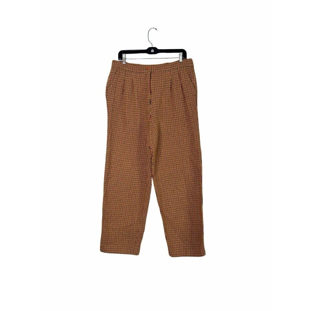 Leslie Fay Pants Womens 16 Plaid Wool Blend High Rise Tapered Vintage Fall Trend